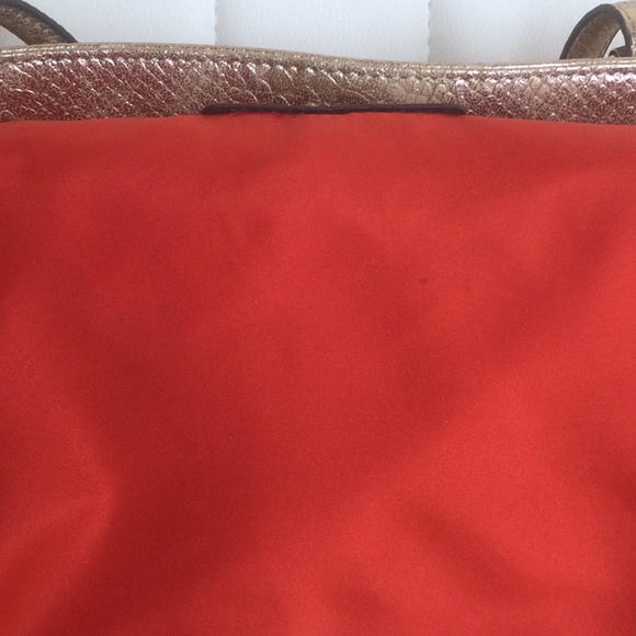 NWT Anne Klein Gold Tan Cream Tote with Orange lining - Picture 12 of 16